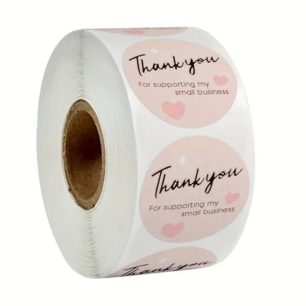 100 Thank You Small Business Stickers 1” Round Packaging Labels